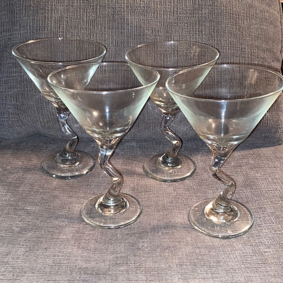 Vintage Set of 4 Libbey Crooked Stem Martini / Cocktail Glasses - Picture 3 of 7